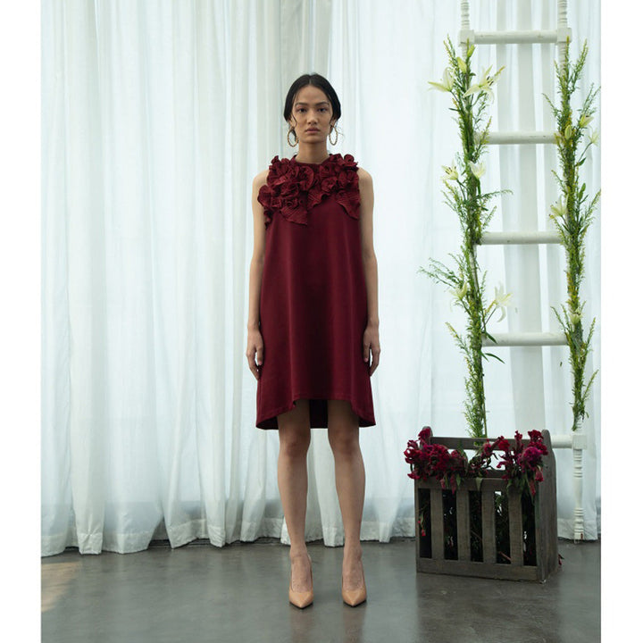 Pleats by Aruni Maroon Flower Dress