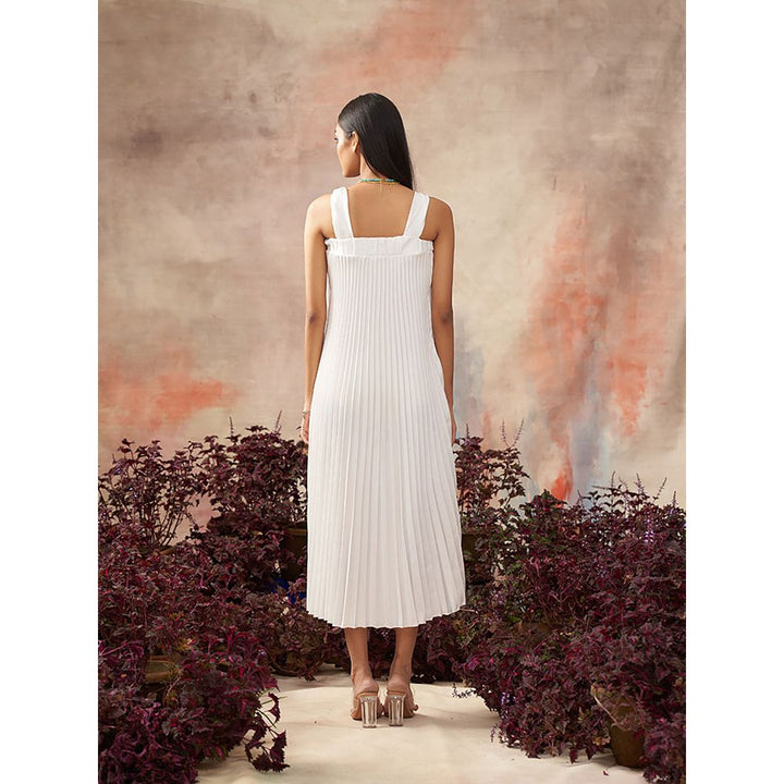 Pleats by Aruni White Pleats Slip Dress