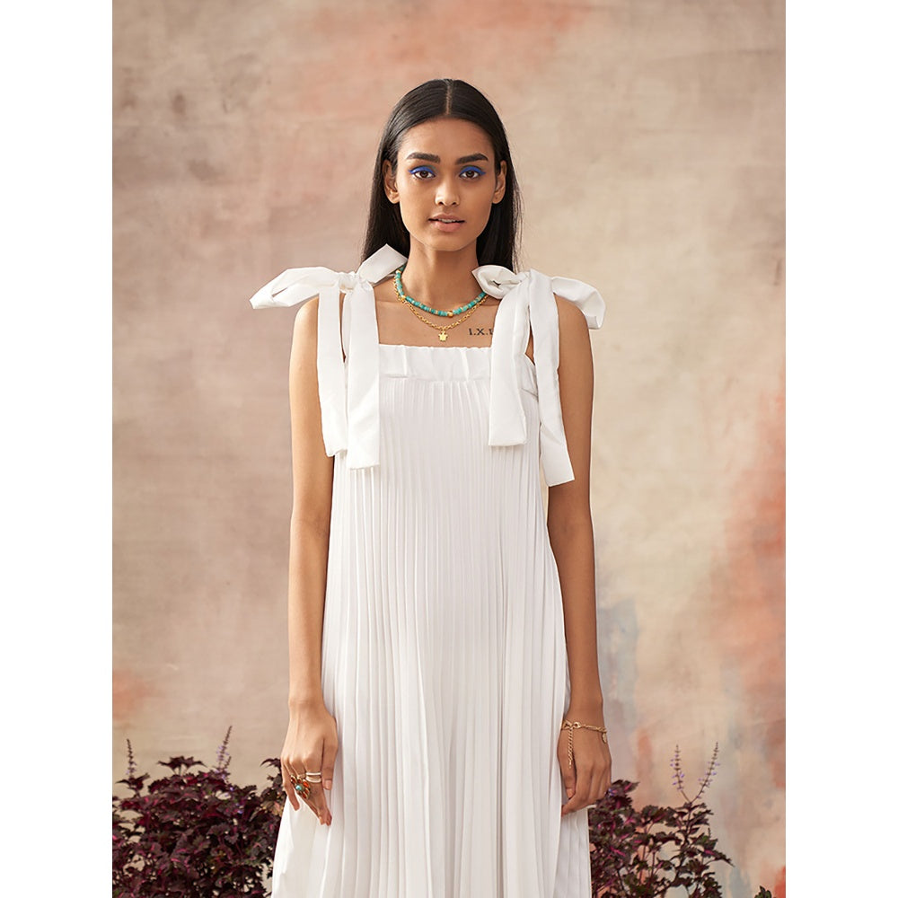 Pleats by Aruni White Pleats Slip Dress