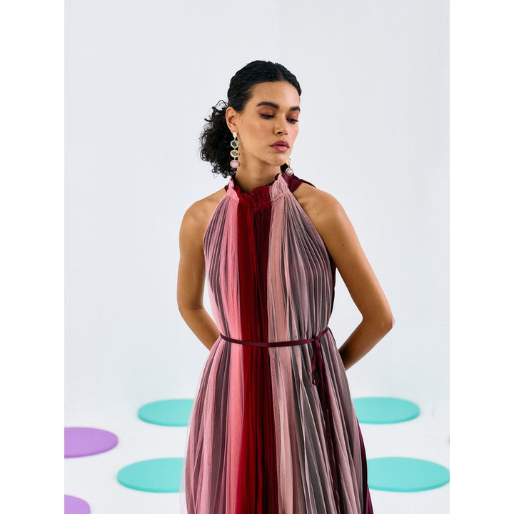 Pleats by Aruni Multicolored Softnet Crepe Pleated Dress