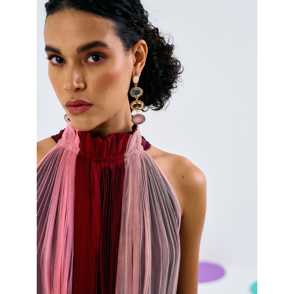 Pleats by Aruni Multicolored Softnet Crepe Pleated Dress