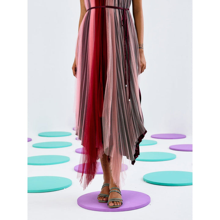 Pleats by Aruni Multicolored Softnet Crepe Pleated Dress