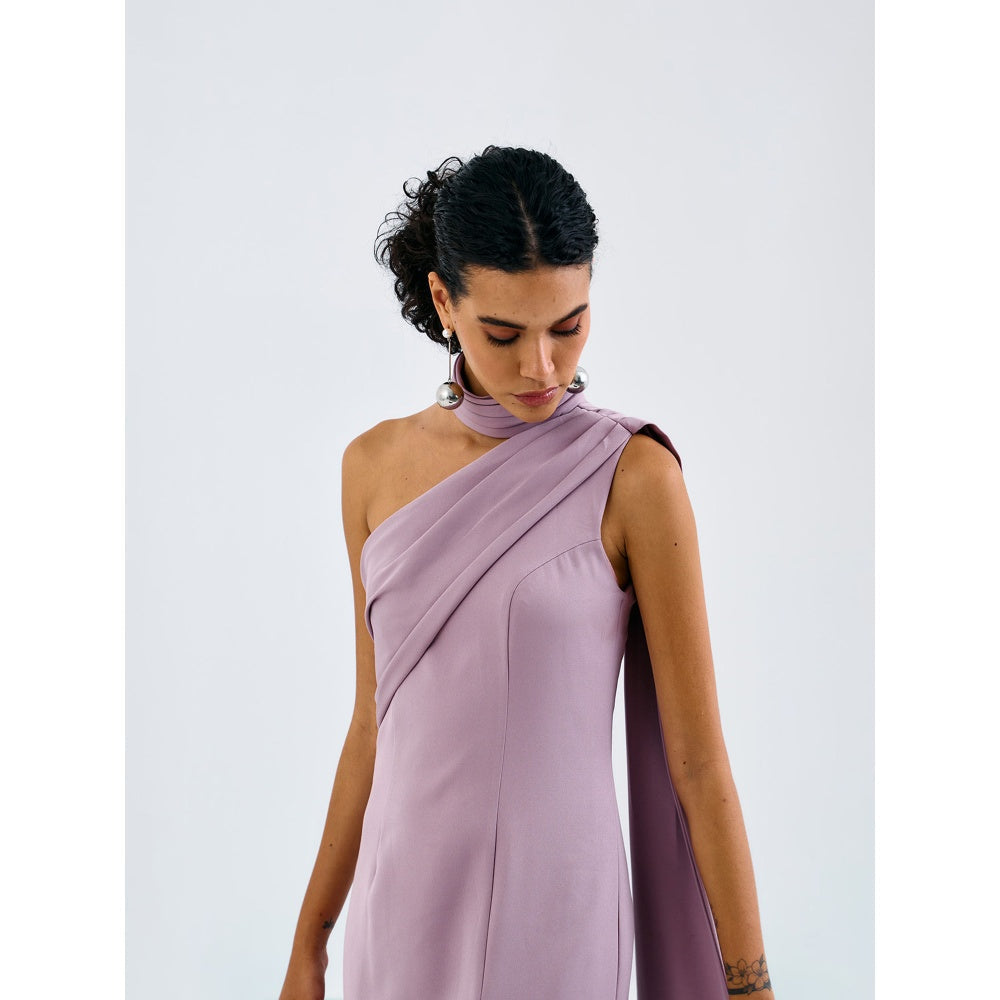 Pleats by Aruni Lilac One Shoulder Hand Pleat Gown