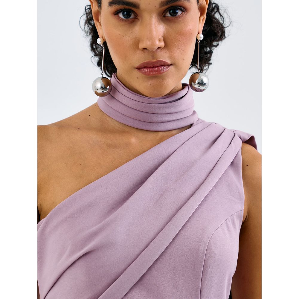 Pleats by Aruni Lilac One Shoulder Hand Pleat Gown