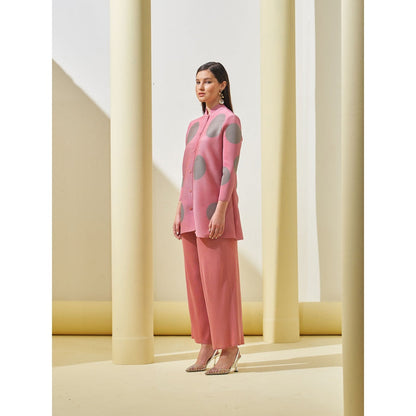 Pleats by Aruni Pink Polka Dot Top and Pant Co-Ord (Set of 2)