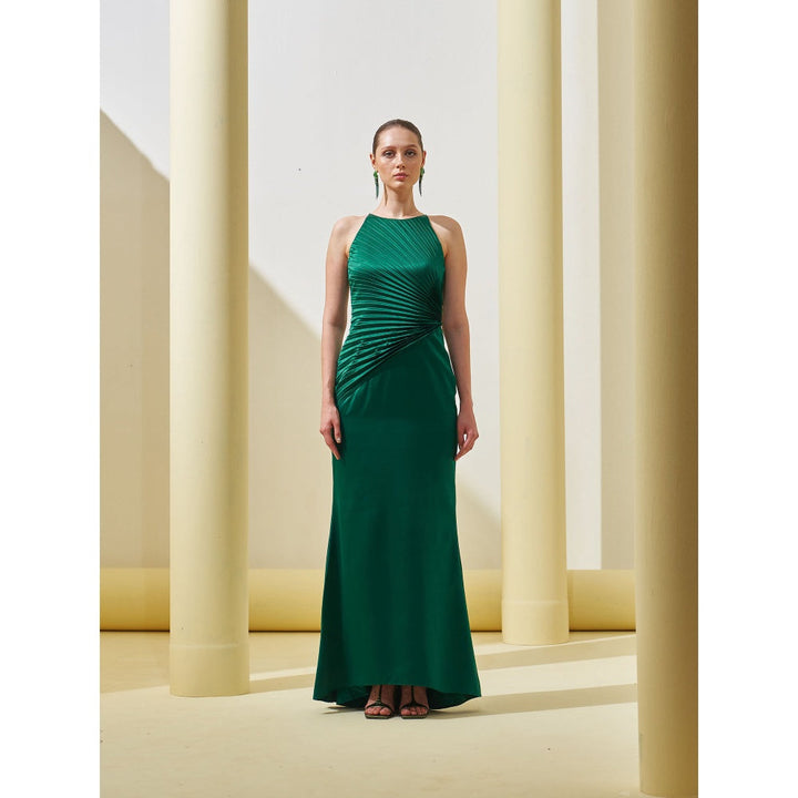 Pleats by Aruni Green Pleated Drape Gown