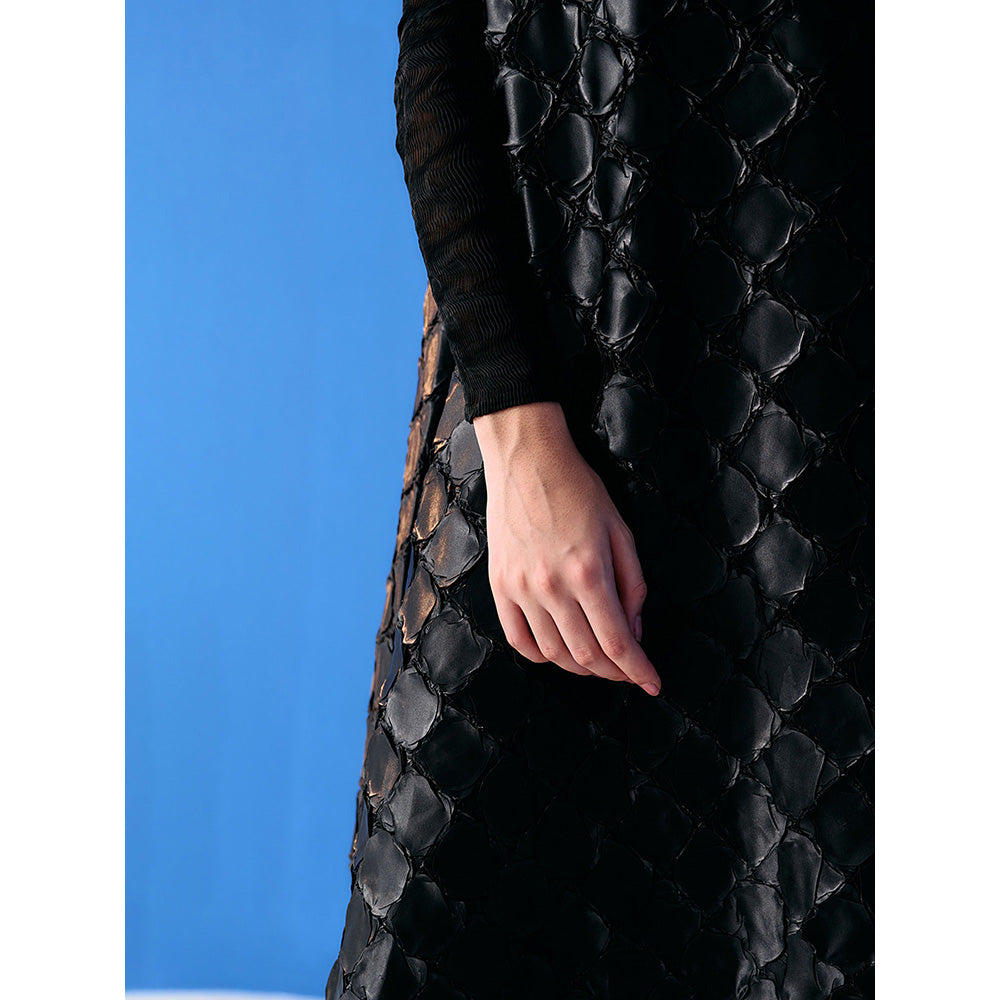 Pleats by Aruni Black Mermaid Textured Dress