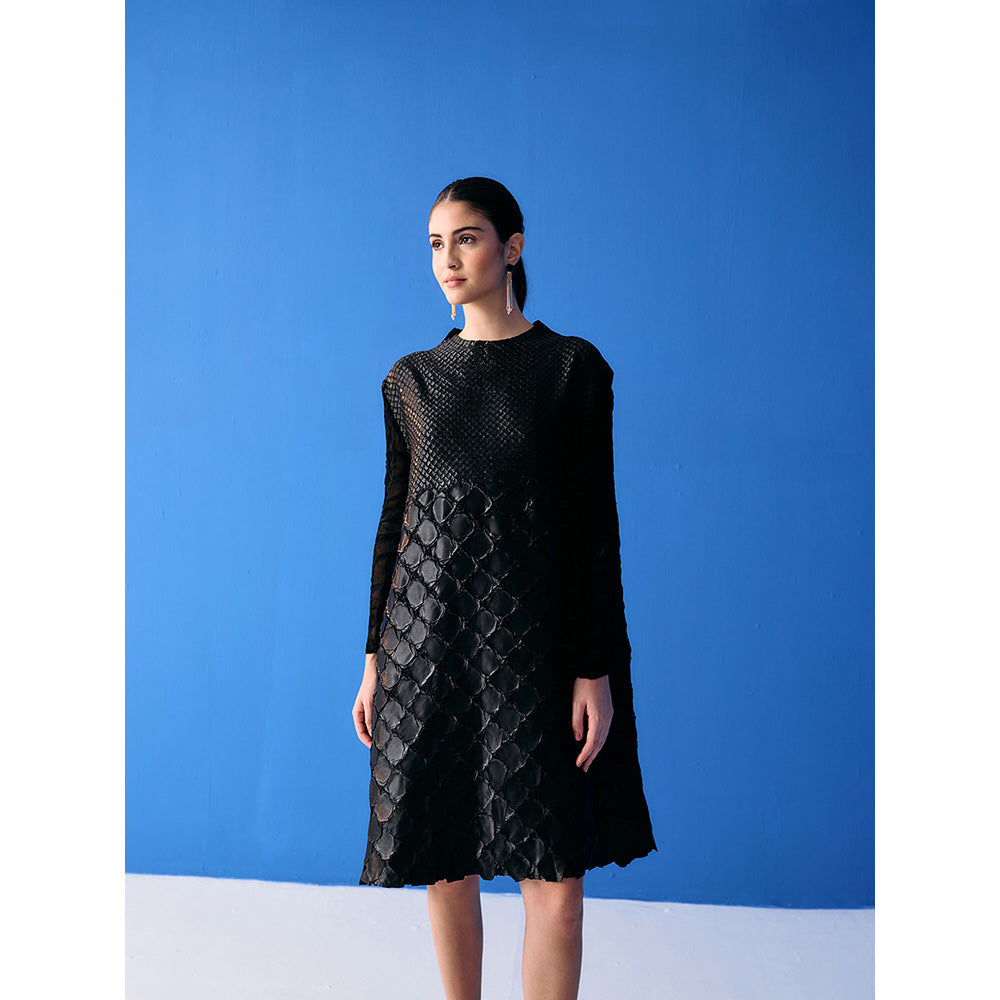 Pleats by Aruni Black Mermaid Textured Dress