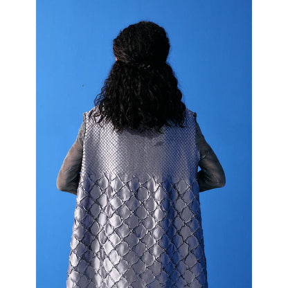 Pleats by Aruni Silver Mermaid Textured Dress