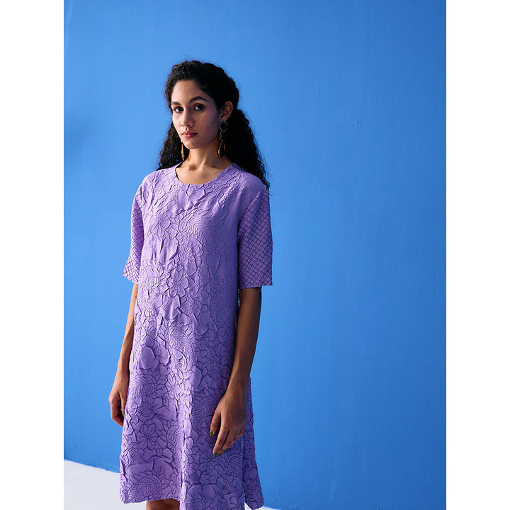 Pleats by Aruni Lilac Flower Textured Dress