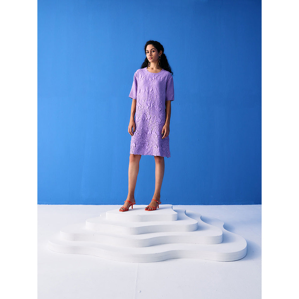 Pleats by Aruni Lilac Flower Textured Dress