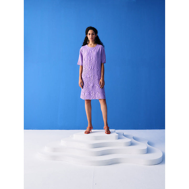 Pleats by Aruni Lilac Flower Textured Dress