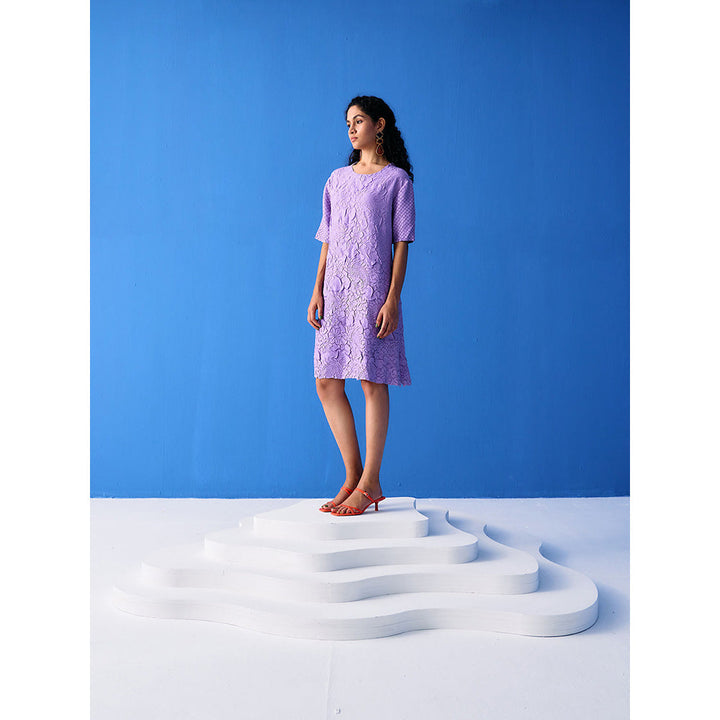 Pleats by Aruni Lilac Flower Textured Dress