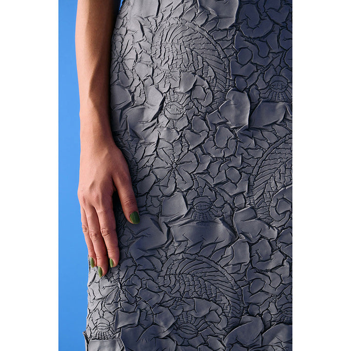 Pleats by Aruni Grey Flower Textured Dress