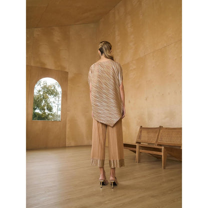 Pleats by Aruni Gold Top with Pant (Set of 2)