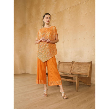 Pleats by Aruni Orange Top with Pant (Set of 2)