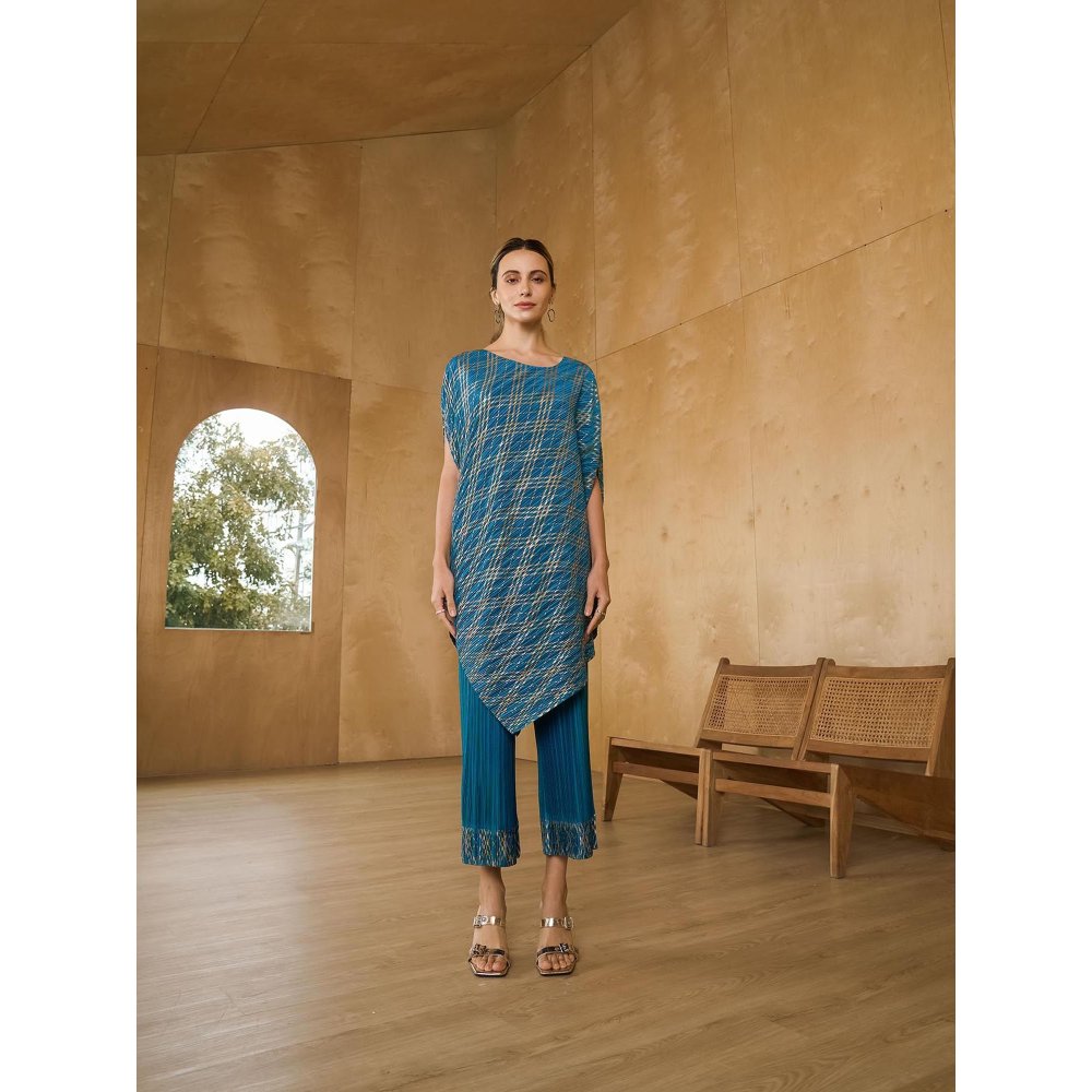 Pleats by Aruni Teal Top with Pant (Set of 2)