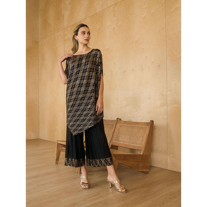 Pleats by Aruni Black Top with Pant (Set of 2)