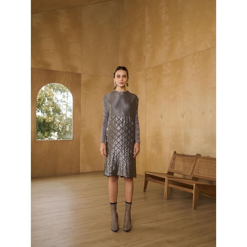 Pleats by Aruni Grey Mermaid Textured Dress