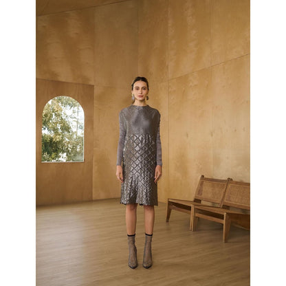 Pleats by Aruni Grey Mermaid Textured Dress
