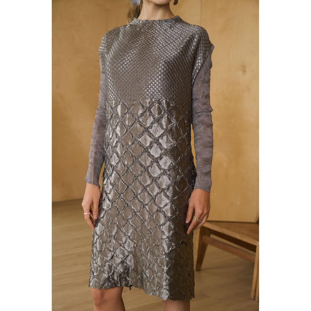 Pleats by Aruni Grey Mermaid Textured Dress