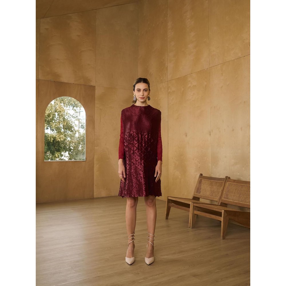 Pleats by Aruni Maroon Mermaid Textured Dress