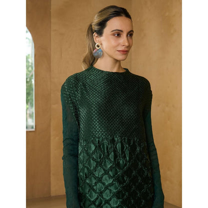 Pleats by Aruni Bottle Green Mermaid Textured Dress