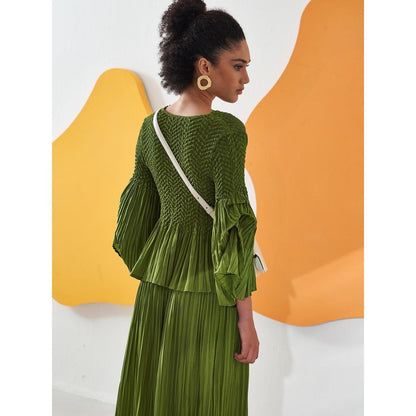 Pleats by Aruni Lime Green Weavey Co-Ord (Set of 2)