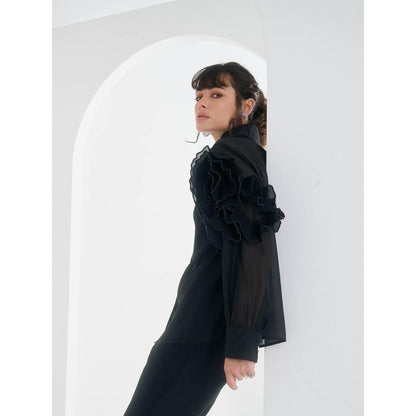 Pleats by Aruni Black Lynna Shirt