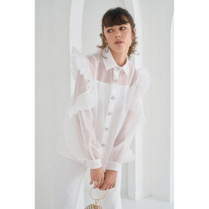 Pleats by Aruni White Matie Shirt
