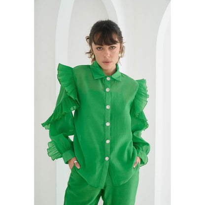 Pleats by Aruni Green Matie Shirt