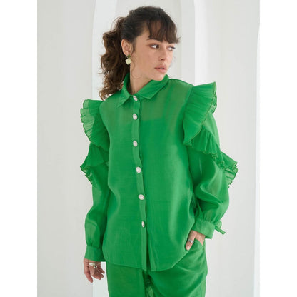 Pleats by Aruni Green Matie Shirt
