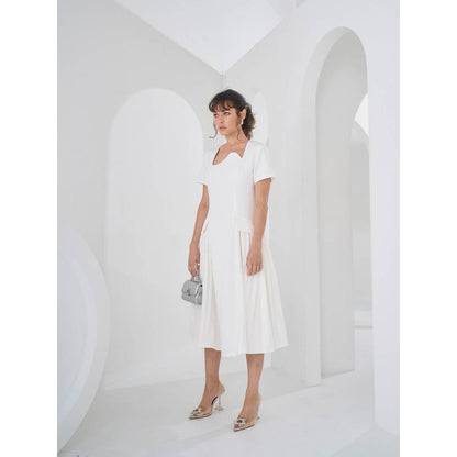 Pleats by Aruni White Monroe Dress