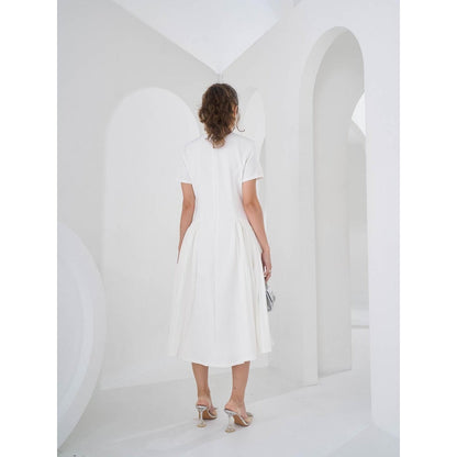 Pleats by Aruni White Monroe Dress