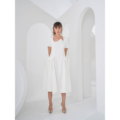 Pleats by Aruni White Monroe Dress