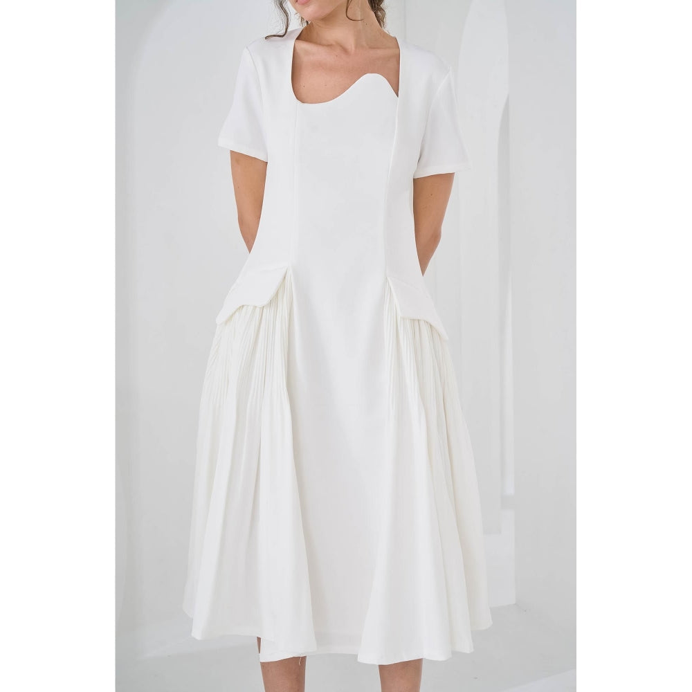 Pleats by Aruni White Monroe Dress