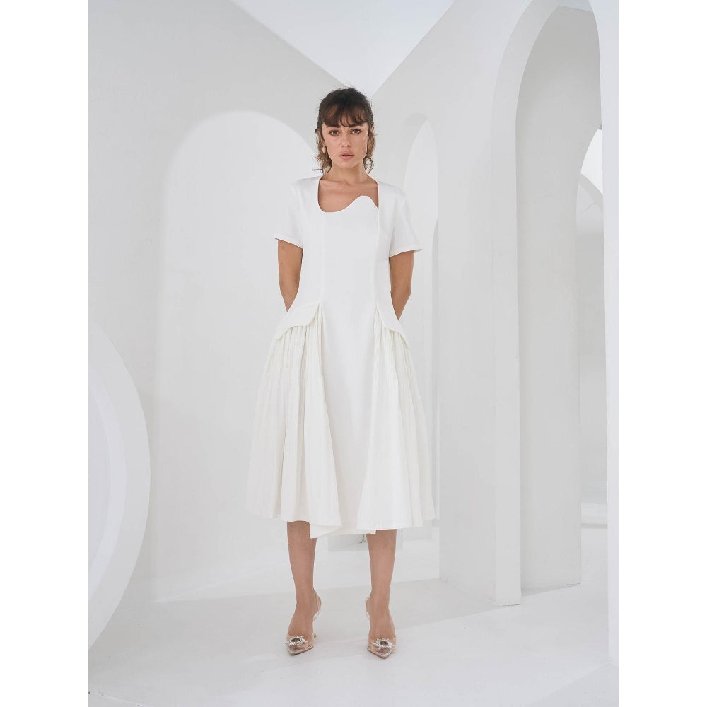 Pleats by Aruni White Monroe Dress