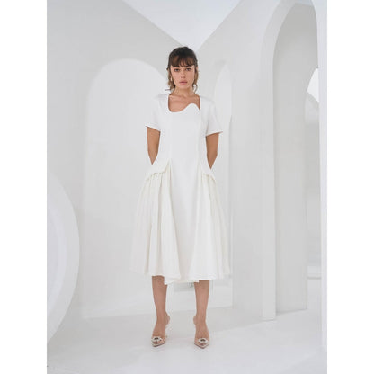 Pleats by Aruni White Monroe Dress