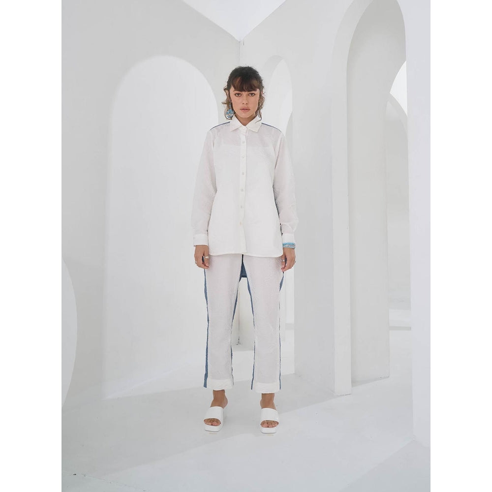 Pleats by Aruni White Colo Block Crushed Co-Ord (Set of 2)