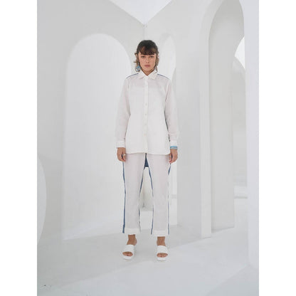 Pleats by Aruni White Colo Block Crushed Co-Ord (Set of 2)