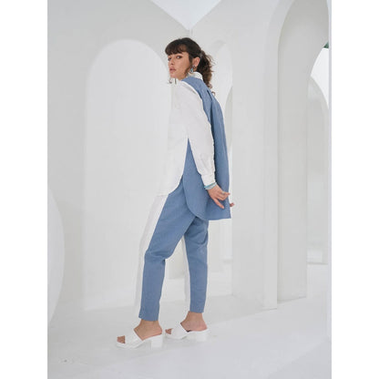 Pleats by Aruni White Colo Block Crushed Co-Ord (Set of 2)