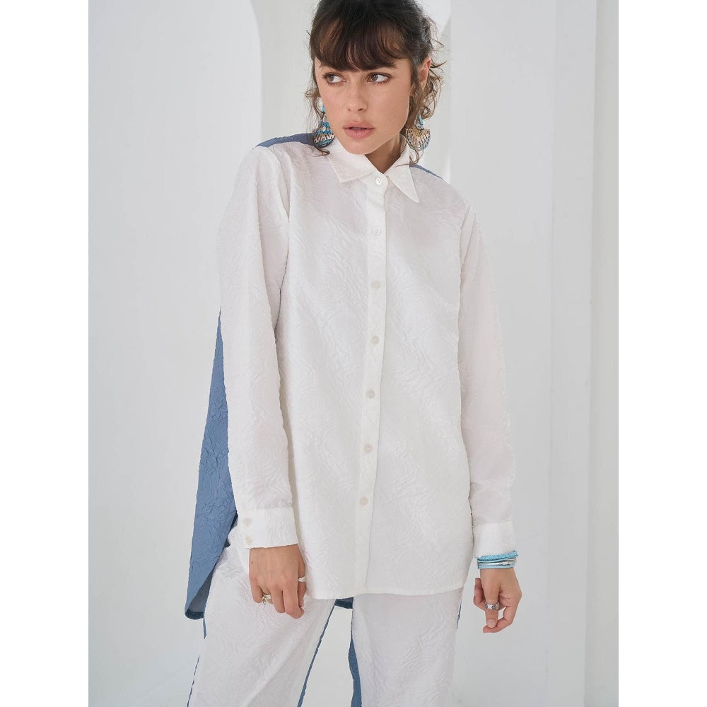 Pleats by Aruni White Colo Block Crushed Co-Ord (Set of 2)