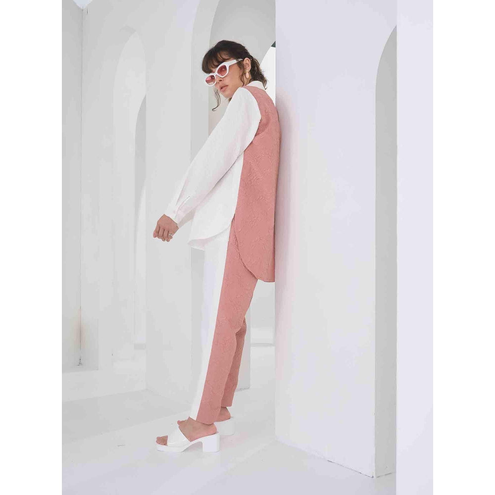 Pleats by Aruni White Colo Block Crushed Co-Ord (Set of 2)