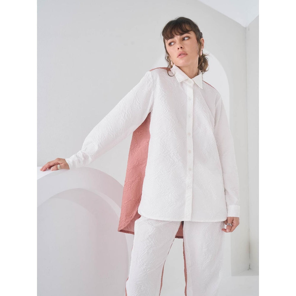 Pleats by Aruni White Colo Block Crushed Co-Ord (Set of 2)