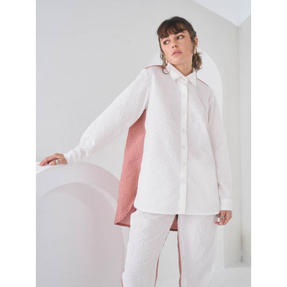 Pleats by Aruni White Colo Block Crushed Co-Ord (Set of 2)