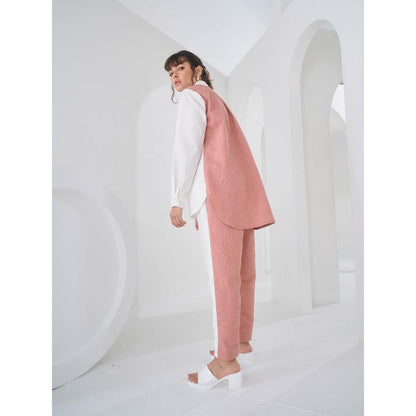 Pleats by Aruni White Colo Block Crushed Co-Ord (Set of 2)