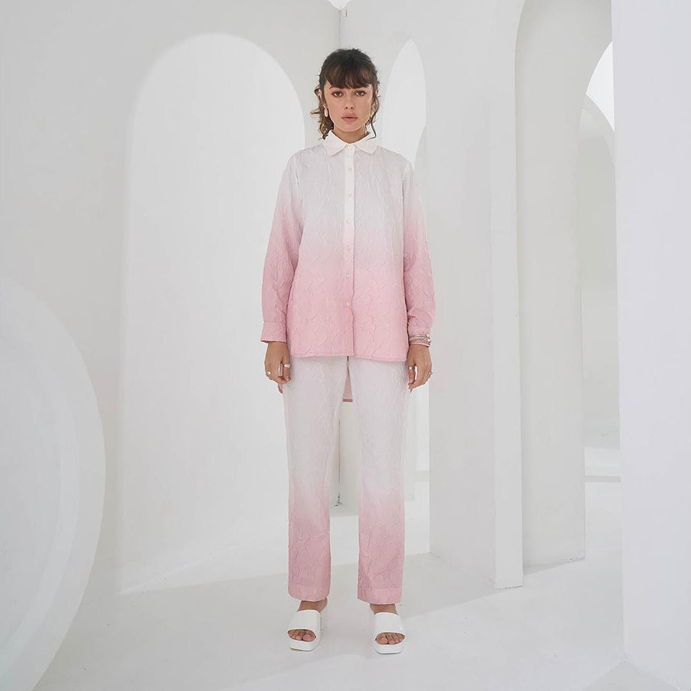 Pleats by Aruni Pink Ombre Crushed Co-Ord (Set of 2)