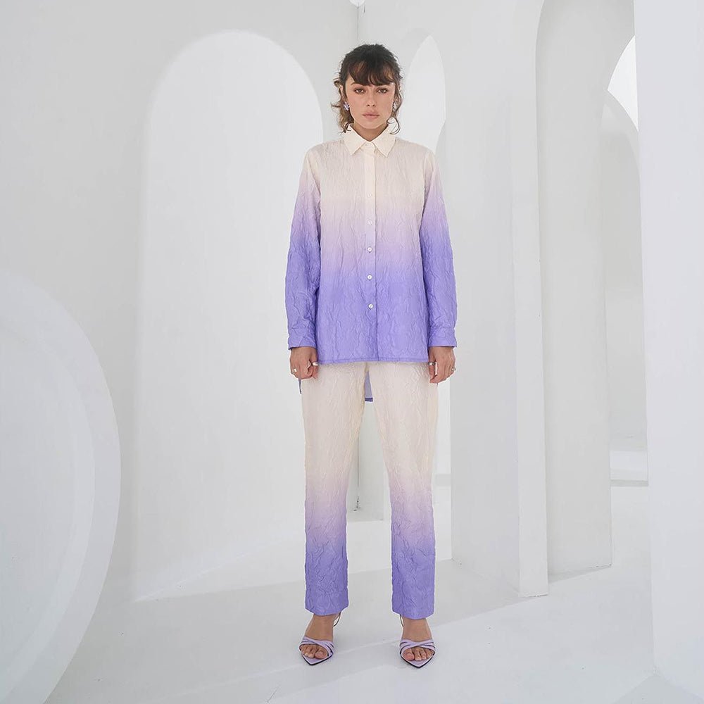 Pleats by Aruni Purple Ombre Crushed Co-Ord (Set of 2)