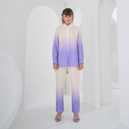 Pleats by Aruni Purple Ombre Crushed Co-Ord (Set of 2)