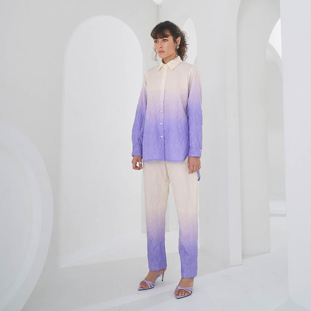 Pleats by Aruni Purple Ombre Crushed Co-Ord (Set of 2)